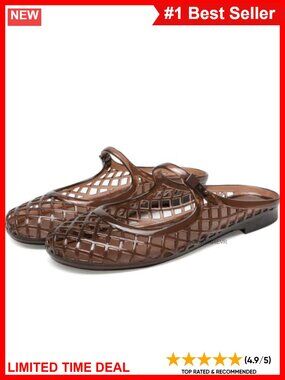 Clear Jelly Slide Sandals Slip On Closed Round Toe Mesh Flats Buckle Strap